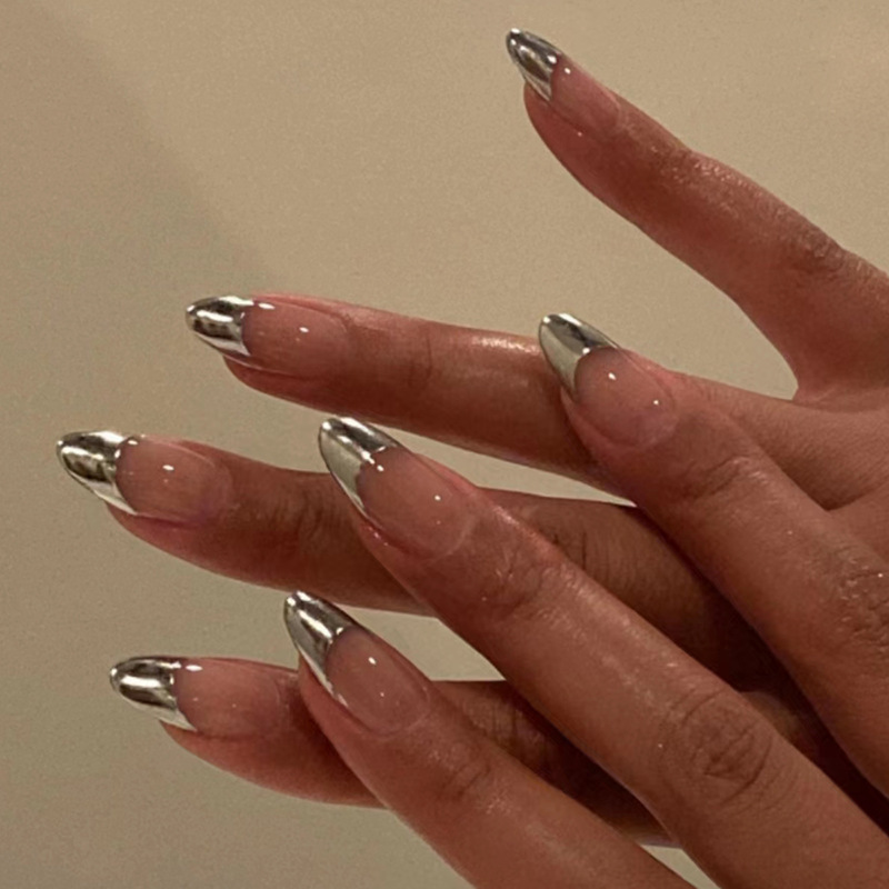 Nail Extension Tips - 24Pcs Long Almond Press‑On Nails Mirror