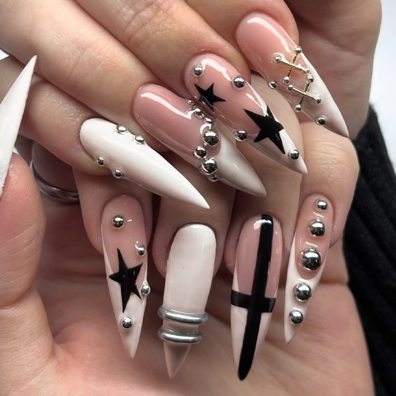 24pcs Long Stiletto False Nail - مراجعة Nail Extension Tips وسعره