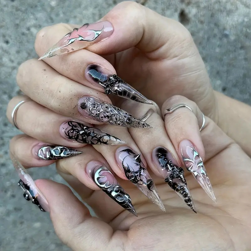 24pcs Long Stiletto False Nail - مراجعة Nail Extension Tips وسعره