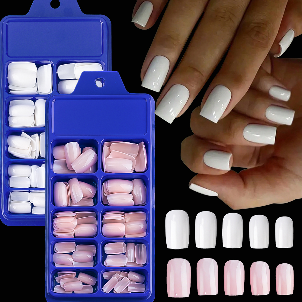100/120pcs Pink White Press On - مراجعة Nail Extension Tips وسعره