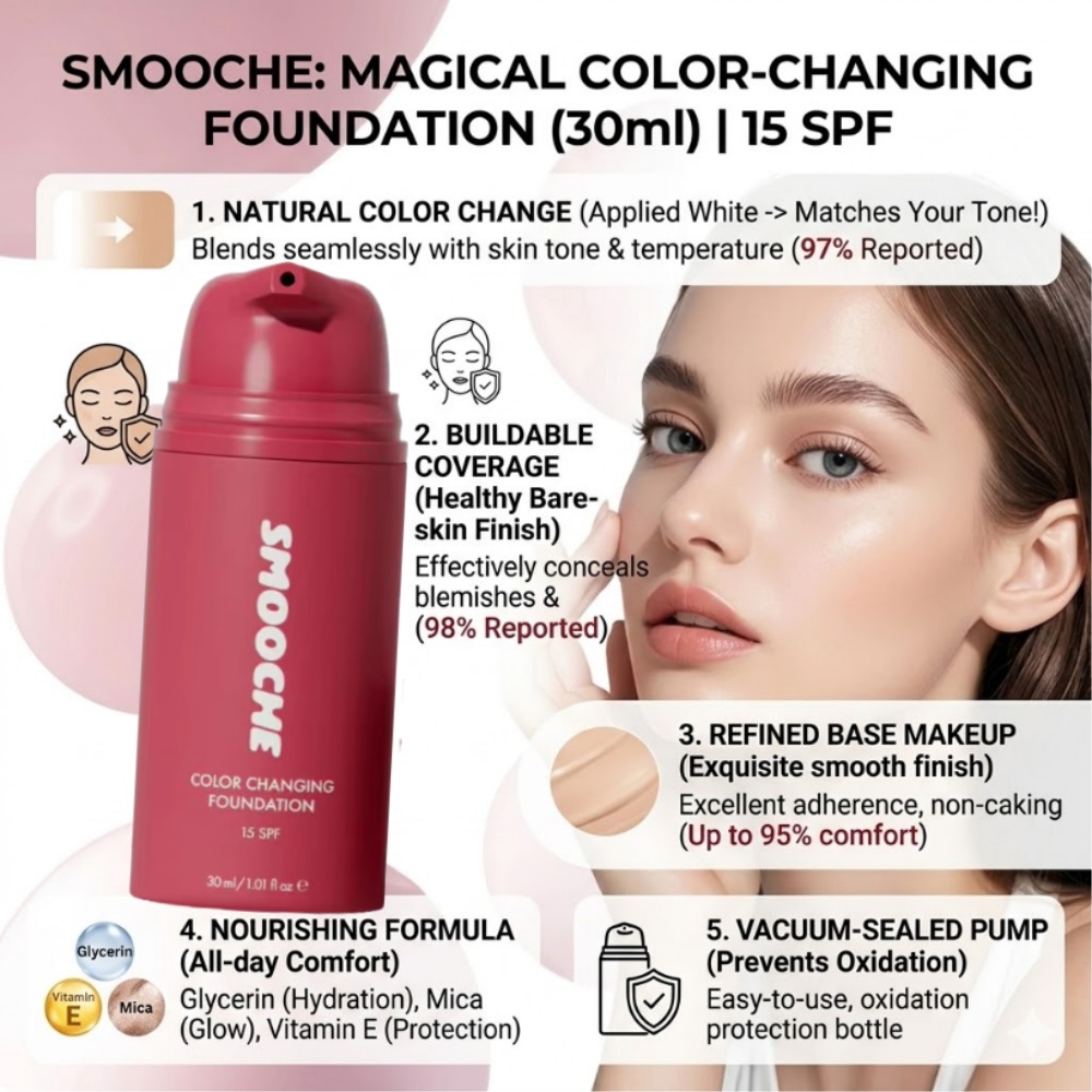 SMOOCHE Color Changing Foundat - مراجعة Beauty Makeup Foundation وسعره
