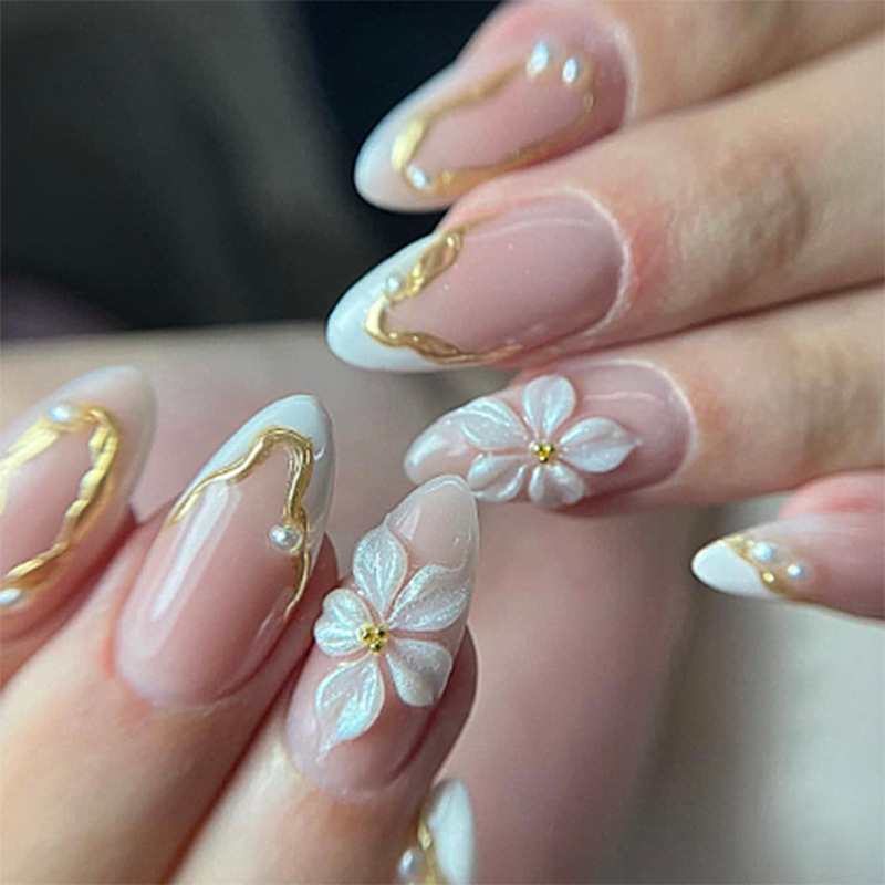24pcs Flower Long Almond Press - مراجعة Nail Extension Tips وسعره