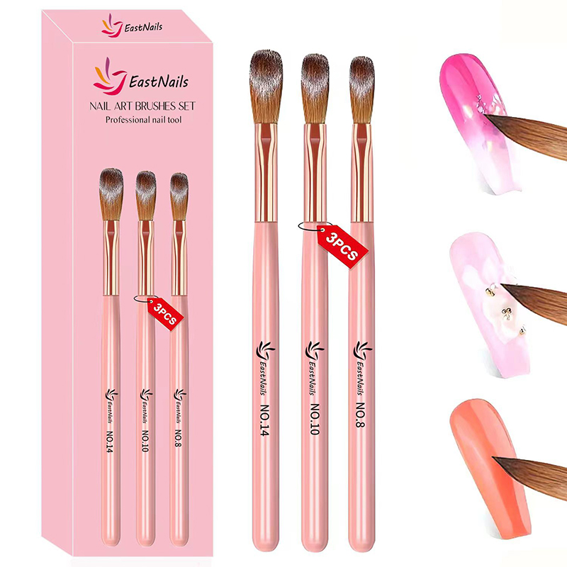【3Pcs Acrylic Nail Brushes #8/ - مراجعة Blush Brush Kabuki وسعره