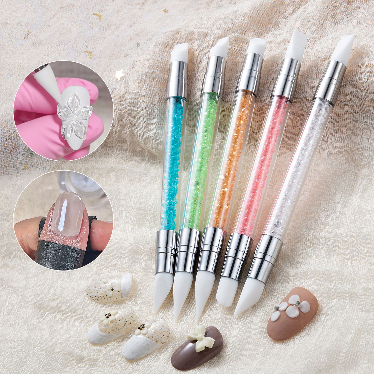 5PCS Double Head Silicone Nail - مراجعة Blush Brush Kabuki وسعره