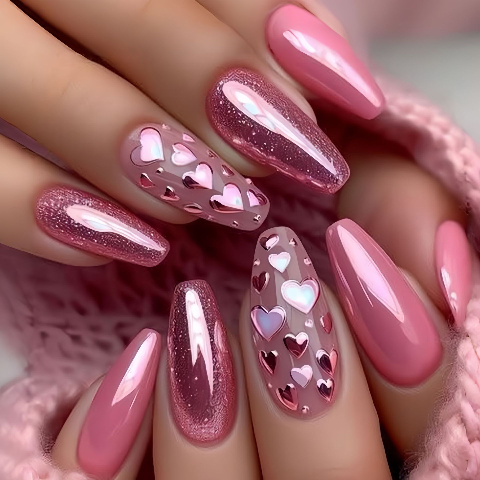 Medium long fake nails Pink bl - مراجعة Nail Extension Tips وسعره