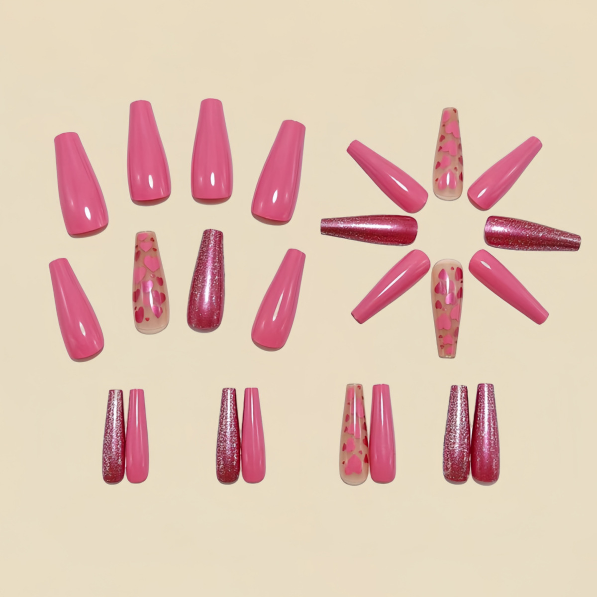 Medium long fake nails Pink bl - مراجعة Nail Extension Tips وسعره