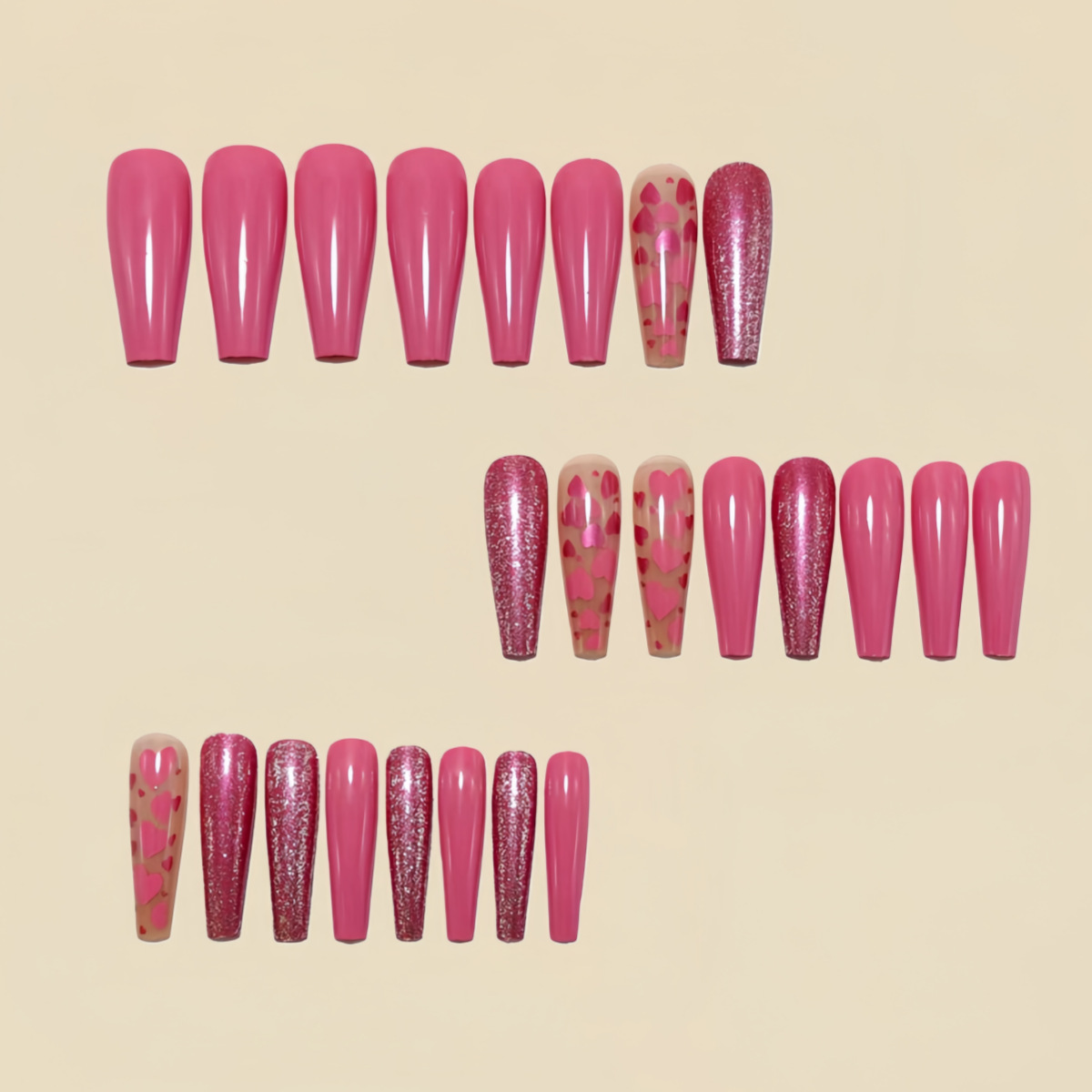Medium long fake nails Pink bl - مراجعة Nail Extension Tips وسعره