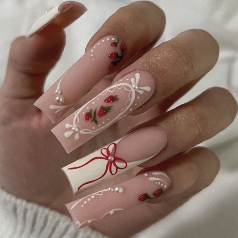 24pcs Flower Press on Nails Ar - مراجعة Nail Extension Tips وسعره